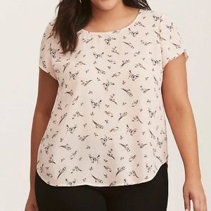 BIRD GEORGETTE BOW BACK BLOUSE